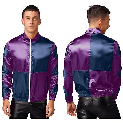 Buy UK Men Horse Jockey Costume Varsity Jacket Satin Retro Casual Sportswear Jackets • 16.83£