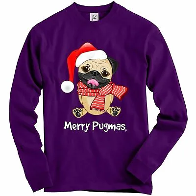 Buy Merry Pugmas Christmas Pug Wearing Santa Hat Adult Christmas Jumper Sweatshirt • 19.99£