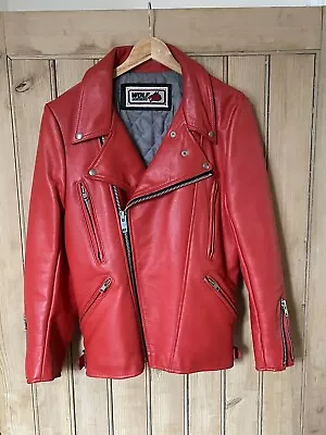 Buy Red Leather Motorcycle Jacket 44 • 39£