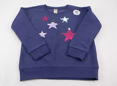 Buy OshKosh Girls Navy/Blue Sweatshirt Crew Neck Sweater Size 4 Flip Sequins • 6.42£