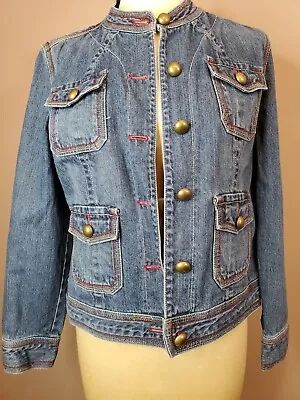 Buy Westport Jacket Denim Jean Small 4 Pocket Half Belt Contrast Stitching Long Slv • 12.28£