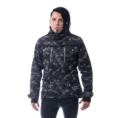 Buy Vixxsin Splinter Jacket Grey Camo Mens Goth Emo Punk Camoflage Alternative • 92.95£