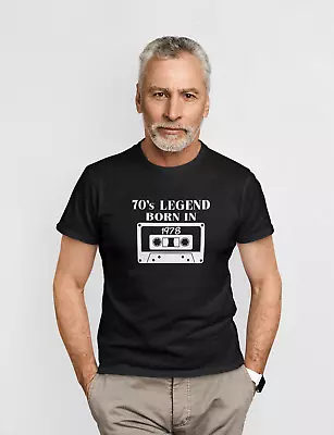 Buy 70's Legend Born In.. T-Shirt Personalised Seventies Year Cassette Tape Design • 11.99£