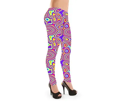 Buy Psychedelic Retro Groovy Swirl 60's Print Leggings Fashion Trend Alternative • 19.99£