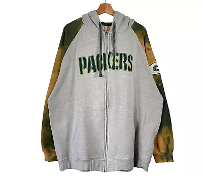 Buy Green Bay Packers Hoodie Sweatshirt Bleach Dye Mens 3XL NFL Logo Spellout • 19.98£