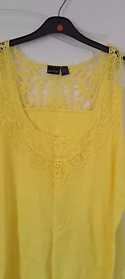 Buy Yellow Lace Trim T-shirt Size 18 • 2.50£
