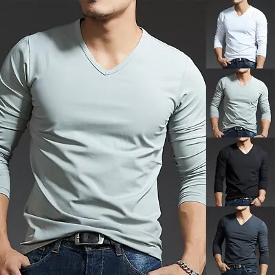 Buy Top Undershirt Mens Muscle Pullover Activewear Tattoo Blouse Tee V Neck • 13.93£