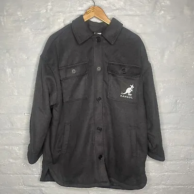 Buy H&M X Kangol Charcoal Black Oversized Twill Shirt Jacket Button Shacket - M • 29.95£