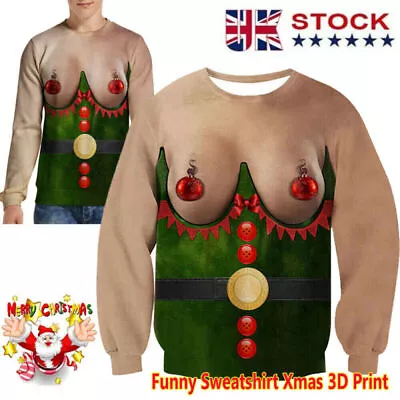 Buy Ugly Christmas Jumper Sweater Mens Women Funny 3D Print Sweatshirt Xmas Pullover • 16.99£