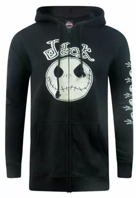 Buy Unisex Adults Nightmare Before Christmas Jack Skeleton Black Zip Hoodie TShirt N • 16.94£