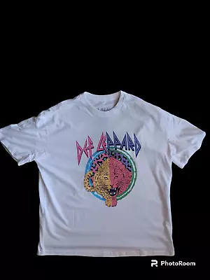 Buy Def Leppard White T Shirt Rock Band Officially Licensed Sizes XS-L • 9.95£