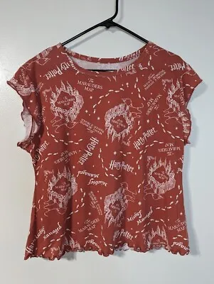 Buy Harry Potter Crop Tshirt Size L 12-14 Red Marauders Map Wizarding World • 5.38£