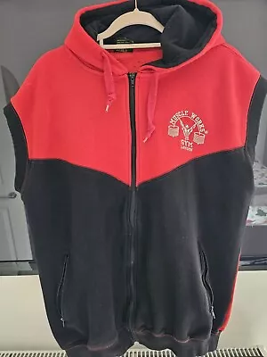 Buy Muscle Works Gym London Xxl Sleeveless Hoodie Red & Black Pit To Pit Is 25inchs  • 5£