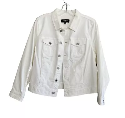 Buy Talbots Womens Sz Large/P White Long Sleeve Button Front  Jean Jacket EUC • 26.59£