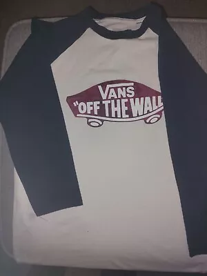 Buy VANS Raglan T-Shirt Top Tee - White/Navy UK 10 • 7.99£