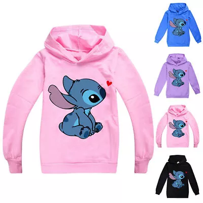 Buy Lilo And Stitch Hoodie Tops Long Sleeve Boy Girl Child Hooded Shirt Fall Winter. • 6.45£