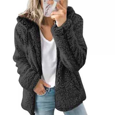 Buy Womens Soft Warm Teddy Bear Fluffy Coat Ladies Fleece Zip Jacket Winter Outwear﹢ • 17.87£