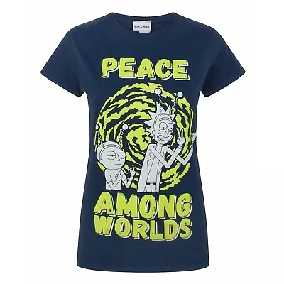 Buy Rick And Morty Womens/Ladies Peace Among Worlds T-Shirt NS7698 • 14.39£