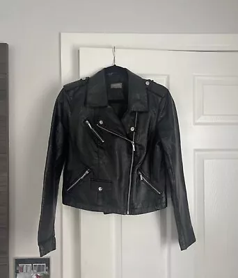 Buy Ladies Oasis Leather Look Jacket Uk 12  • 15£