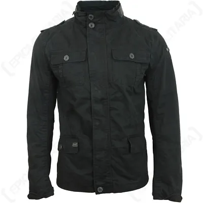 Buy Brandit Britannia Jacket - Black Coat Mens Smart Military Hood All Sizes • 73.95£