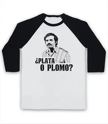 Buy Narcos Pablo Escobar Plata O Plomo Silver Or Lead Lord 3/4 Sleeve Baseball Tee • 23.99£