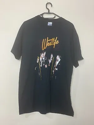 Buy Westlife Black T-shirt On Gilden Used Men's Size L R2 • 19.99£