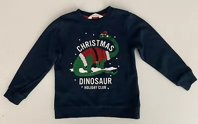 Buy H&M Blue Dinosaur Christmas Jumper Age 4-6 Years • 4£
