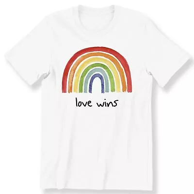 Buy Love Wins Rainbow T-shirt Colourful Rainbow LGBT Print Men Women Kids T-shirt • 10.99£