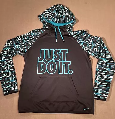 Buy Nike All Time Haze Teal Black Graphic Training Hoodie Therma Fit Womens Med EUC • 28.41£