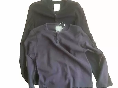 Buy Burtons Two Mens Long Sleeve T-shirts Size Medium Black  & Blue • 4.99£
