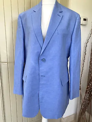 Buy Harvie & Hudson Mens Cornflower Blue Linen Mix 46r Luxury Blazer Jacket Bnwot • 200£