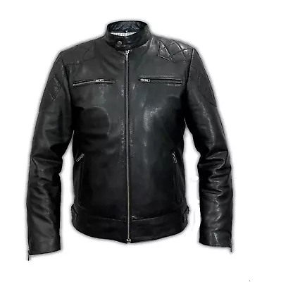 Buy Uk Mens Original Goat Leather  Black Casual Slim Fit Real Jacket • 39.99£