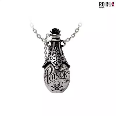 Buy Alchemy England Lucrezia's Fix Necklace Black Rose Gothic Bottle Jewellery • 24.61£