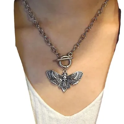 Buy Gothic Death Moth Pendant Necklace Choker Skull  Necklace Jewelry • 3.65£