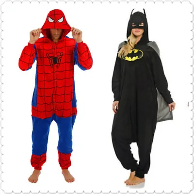 Buy Superhero Spider Man Batman Onesiee Kigurumi Fancy Dress Costume Hoody Pyjamas • 14.99£