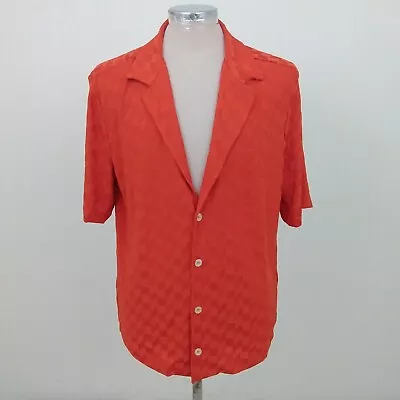 Buy Men's Prevu Dune Shirt Orange Short Sleeve Geometric-Pattern Button-up New* F1 • 19.99£