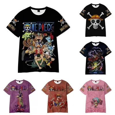 Buy Kids Anime ONE PIECE Luffy Casual 3D T-Shirt Short Sleeve Tee Tops Shirts Gift • 6.98£