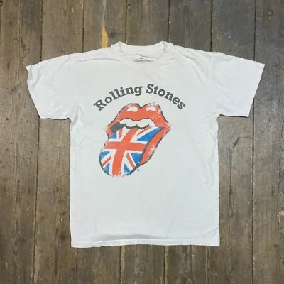 Buy Rolling Stones T-Shirt Vintage Music Graphic Short Sleeve Tee, White Mens Medium • 15£