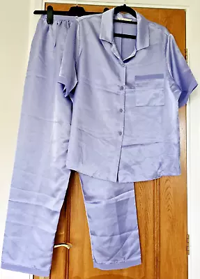 Buy BHS Ladies Satin Pyjamas. Size 12-14. Blue • 10£