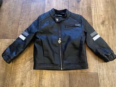 Buy Boys Skull And Crossbone Leather Effect Motorcycle Jacket Size Z18-24 Months  • 6£