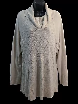 Buy Women’s Chico’s Beige Cable Knit Turtleneck Plus Size Sweater Top US Size 3/XL • 19.21£