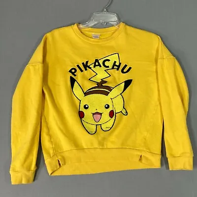 Buy Pokemon Sweatshirt Pikachu Embellished Chenille Fuzzy Logo 3D Size Small Yellow • 20.41£