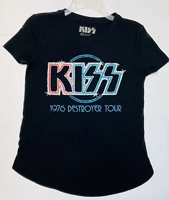 Buy KISS Black T-Shirt Large 1976 Destroy Tour Merch Graphic-Tee Oversized XS • 15.36£