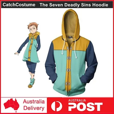 Buy The Seven Deadly Sins Hoodie King Harlequin Cosplay Zipper Jacket Coat Unisex • 23.42£