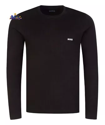 Buy BOSS Long Sleeve 100% Cotton Logo T-Shirt Navy White Black S-XXL • 29.95£