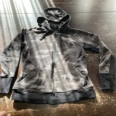 Buy Athleta Triumph Black And Grey Camo Zip Up Hoodie Jacket Size Large Sunny Day • 25.07£