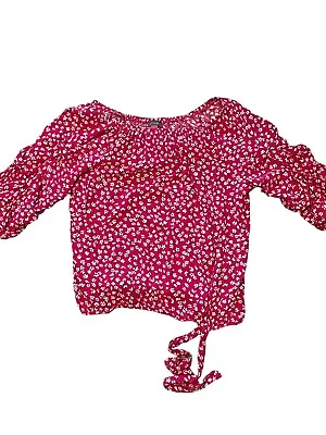 Buy Vince Camuto Viscose Off The Shoulder Boho Peasant Top Womens Size XL Red Floral • 21.25£