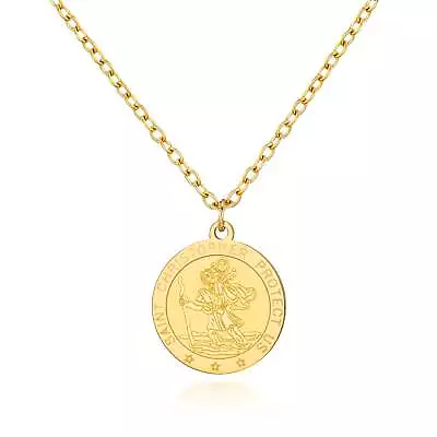 Buy Men's Gold Plated Stainless Steel St Christopher Necklace • 8.99£