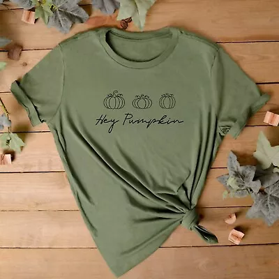 Buy HALLOWEEN TSHIRT Ladies T Shirt | Hey Pumpkin | Trending Autumn Top | Halloween • 12.95£