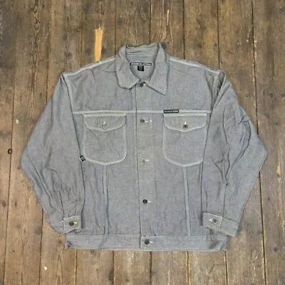 Buy Brooklyn Denim Jacket Hip Hop Vintage Collared Bomber Coat, Grey, Mens 2XL • 40£